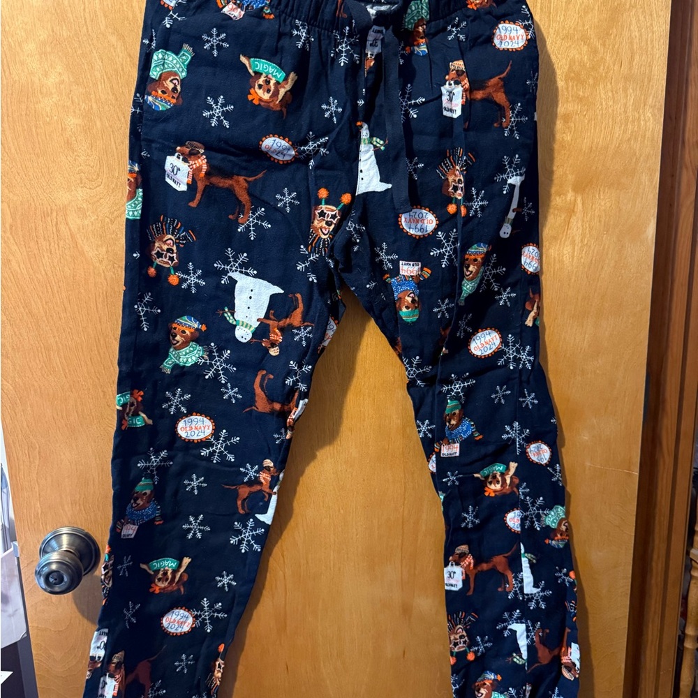 Old Navy Black and Gray Dog Print Pajama Pants